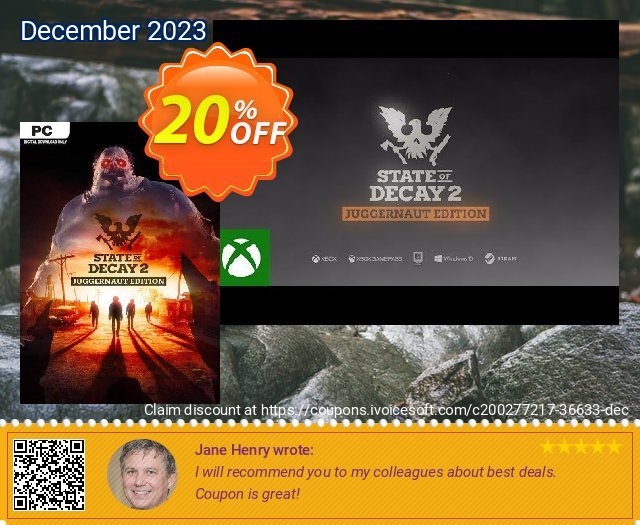 State of Decay 2: Juggernaut Edition PC (EU) discount 20% OFF, 2022 New Year's Day offering sales. State of Decay 2: Juggernaut Edition PC (EU) Deal 2022 CDkeys
