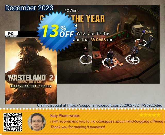 Wasteland 2: Directors Cut Digital Deluxe Edition PC discount 13% OFF, 2024 Easter Day offering sales. Wasteland 2: Directors Cut Digital Deluxe Edition PC Deal 2024 CDkeys
