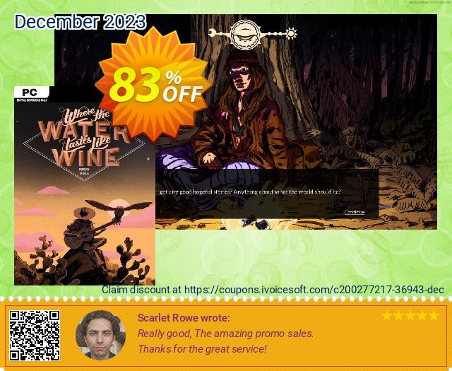 Where the Water Tastes Like Wine PC discount 83% OFF, 2024 Wildlife Day offering discount. Where the Water Tastes Like Wine PC Deal 2024 CDkeys