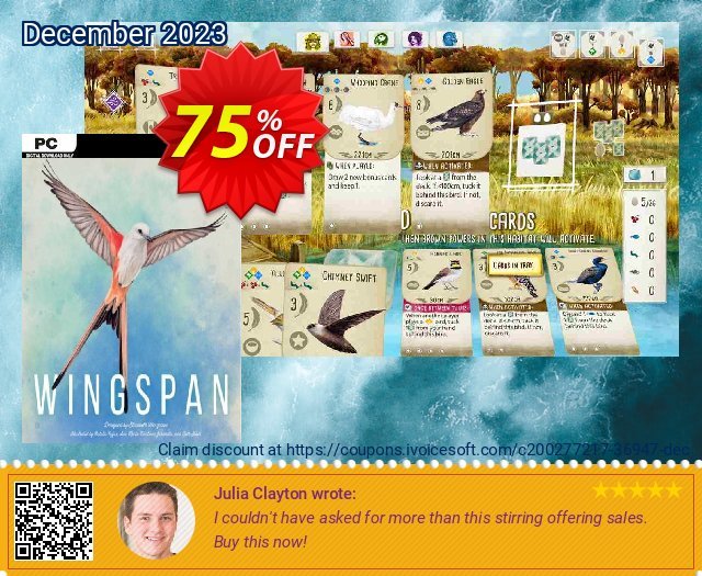 Wingspan PC discount 75% OFF, 2024 Memorial Day offering discount. Wingspan PC Deal 2024 CDkeys