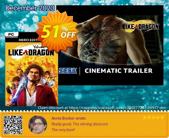 Yakuza: Like a Dragon Hero Edition PC (EU) umwerfenden Sale Aktionen Bildschirmfoto