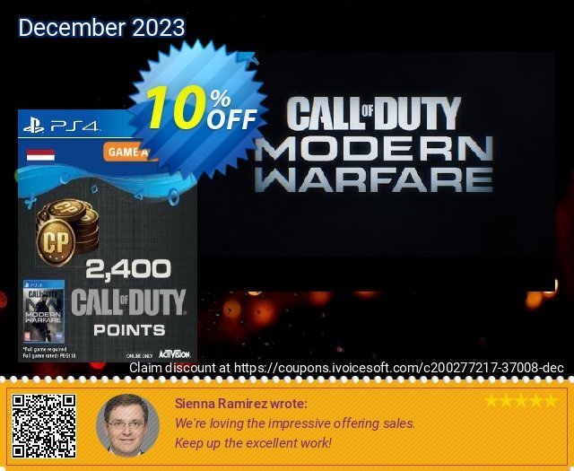 Call of Duty Modern Warfare 2400 Points PS4 (Netherlands) discount 10% OFF, 2024 April Fools' Day offering deals. Call of Duty Modern Warfare 2400 Points PS4 (Netherlands) Deal 2024 CDkeys