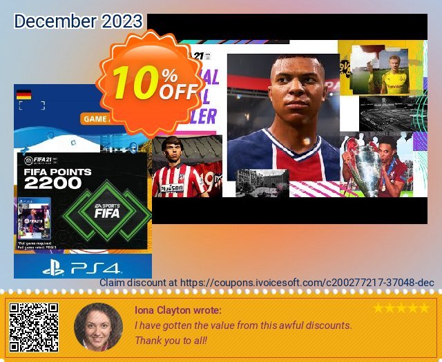FIFA 21 Ultimate Team 2200 Points Pack PS4/PS5 (Germany) discount 10% OFF, 2024 Resurrection Sunday offering sales. FIFA 21 Ultimate Team 2200 Points Pack PS4/PS5 (Germany) Deal 2024 CDkeys