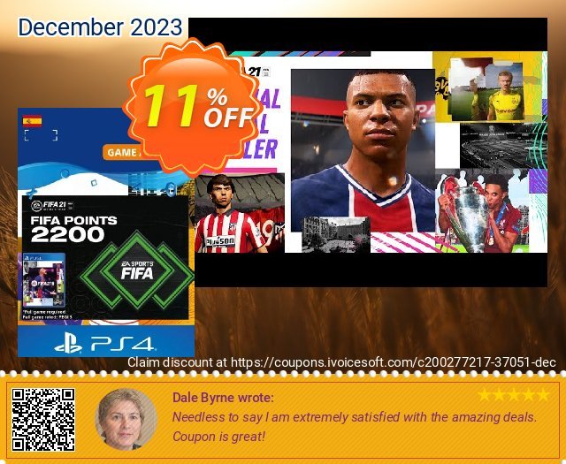 FIFA 21 Ultimate Team 2200 Points Pack PS4/PS5 (Spain) discount 11% OFF, 2024 April Fools' Day offering sales. FIFA 21 Ultimate Team 2200 Points Pack PS4/PS5 (Spain) Deal 2024 CDkeys