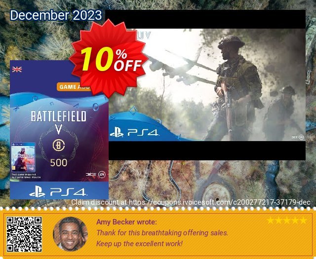 Battlefield V 5 - Battlefield Currency 500 PS4 (UK) discount 10% OFF, 2024 Spring promo sales. Battlefield V 5 - Battlefield Currency 500 PS4 (UK) Deal 2024 CDkeys