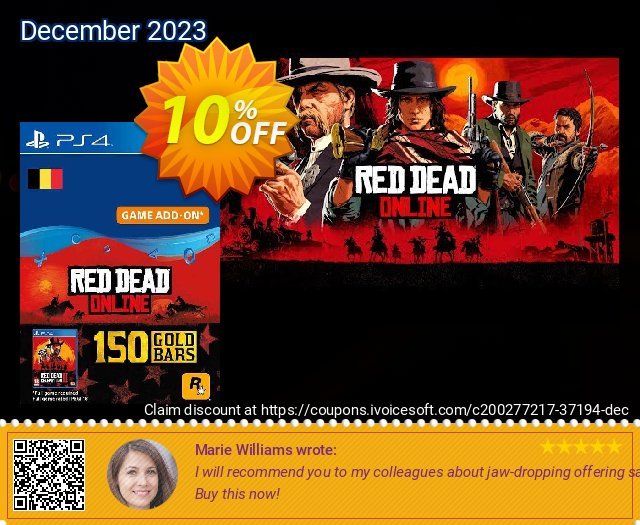 Red Dead Online - 150 Gold Bars PS4 (Belgium) keren kupon Screenshot