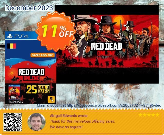 Red Dead Online - 25 Gold Bars PS4 (Belgium) menakuntukan penawaran sales Screenshot
