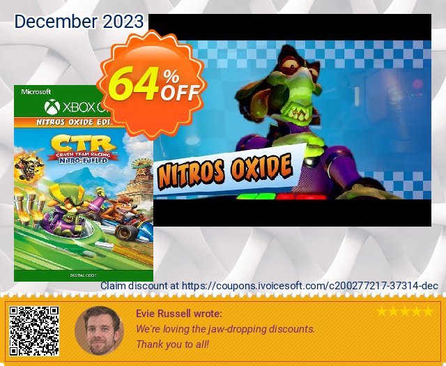 Crash Team Racing Nitro-Fueled - Nitros Oxide Edition Xbox One (UK) discount 64% OFF, 2024 Spring offering sales. Crash Team Racing Nitro-Fueled - Nitros Oxide Edition Xbox One (UK) Deal 2024 CDkeys