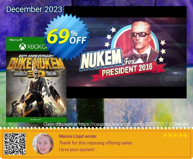 Duke Nukem 3D 20th Anniversary World Tour Xbox One (UK) discount 69% OFF, 2024 April Fools' Day offering discount. Duke Nukem 3D 20th Anniversary World Tour Xbox One (UK) Deal 2024 CDkeys