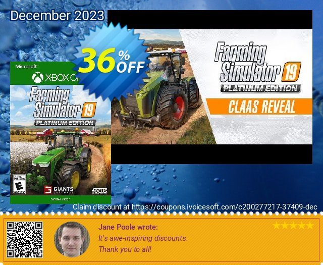 Farming Simulator 19 - Platinum Edition Xbox One (UK) mengagetkan penawaran promosi Screenshot