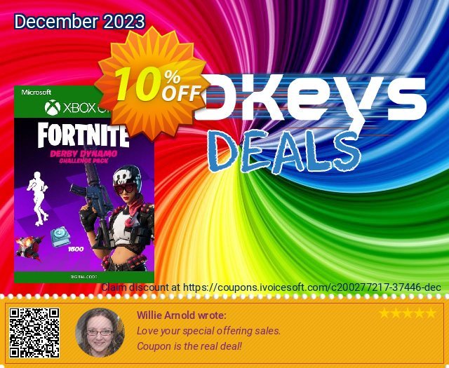Fortnite - Derby Dynamo Challenge Pack Xbox One (UK) discount 10% OFF, 2024 April Fools' Day promo. Fortnite - Derby Dynamo Challenge Pack Xbox One (UK) Deal 2024 CDkeys