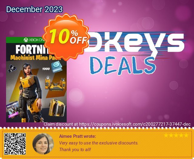 Fortnite - Machinist Mina Pack Xbox One (UK) discount 10% OFF, 2024 Memorial Day offering sales. Fortnite - Machinist Mina Pack Xbox One (UK) Deal 2024 CDkeys