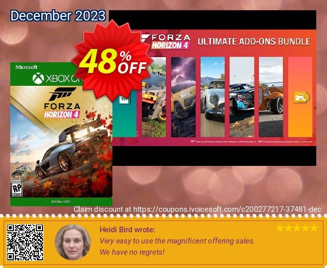 Forza Horizon 4 Ultimate Add-Ons Bundle Xbox One (EU) ausschließenden Außendienst-Promotions Bildschirmfoto