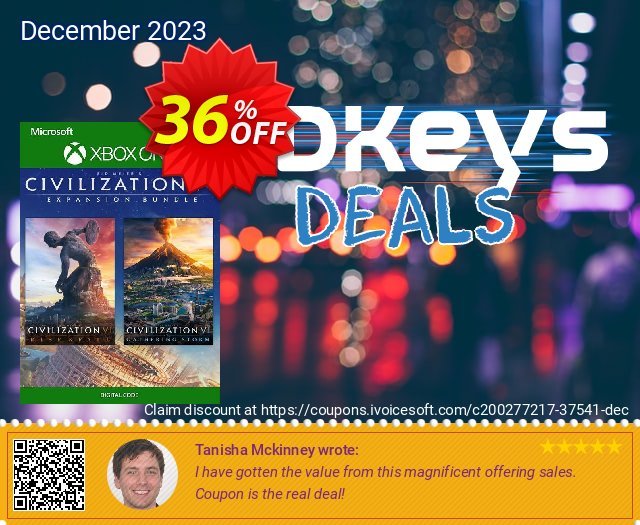 Civilization VI  Expansion Bundle Xbox One (UK) discount 36% OFF, 2024 April Fools' Day promo. Civilization VI  Expansion Bundle Xbox One (UK) Deal 2024 CDkeys