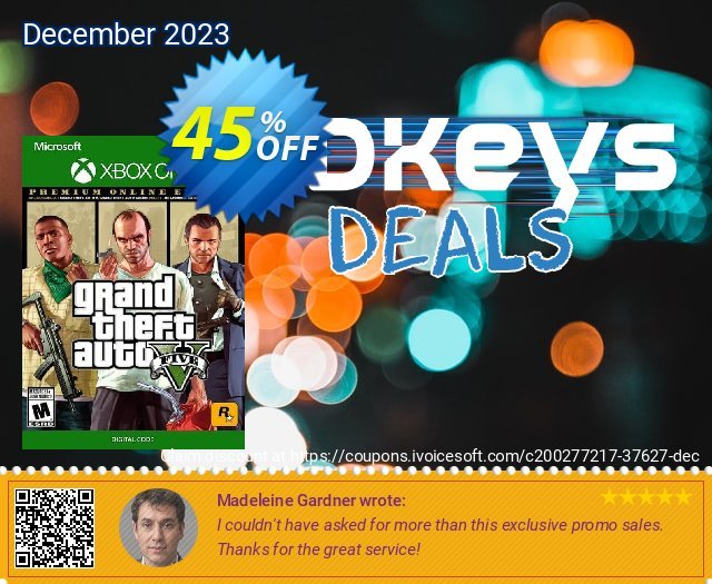 Grand Theft Auto V: Premium Online Edition Xbox One (US) discount 45% OFF, 2024 Easter Day promotions. Grand Theft Auto V: Premium Online Edition Xbox One (US) Deal 2024 CDkeys
