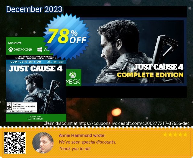 Just Cause 4 - Complete Edition Xbox One (WW) discount 78% OFF, 2024 April Fools' Day offering sales. Just Cause 4 - Complete Edition Xbox One (WW) Deal 2024 CDkeys