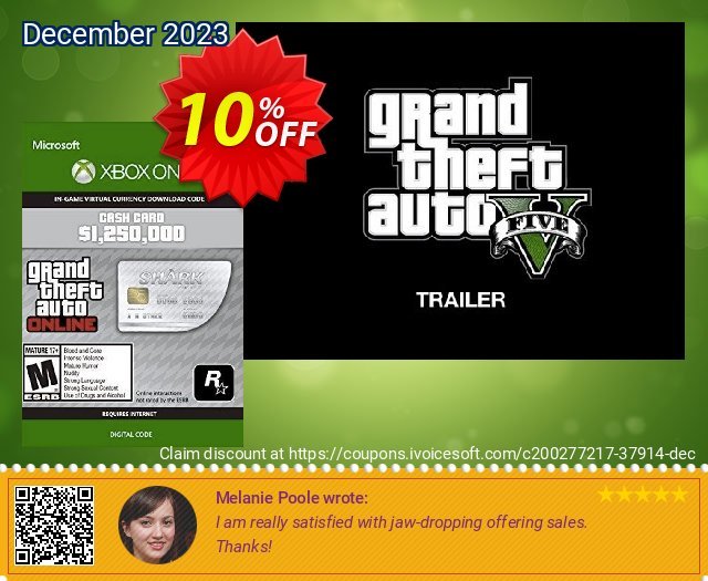 Grand Theft Auto V - Great White Shark Cash Card Xbox One (EU) khusus promo Screenshot