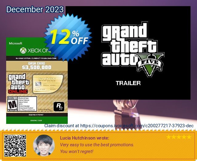 Grand Theft Auto V - Whale Shark Cash Card Xbox One (UK) atemberaubend Außendienst-Promotions Bildschirmfoto