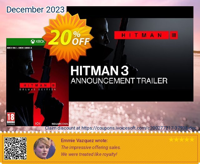 HITMAN 3 Deluxe Edition Xbox One/Xbox Series X|S (EU) discount 20% OFF, 2024 Resurrection Sunday offering deals. HITMAN 3 Deluxe Edition Xbox One/Xbox Series X|S (EU) Deal 2024 CDkeys