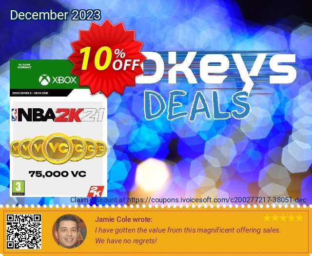 NBA 2K21: 75,000 VC Xbox One discount 10% OFF, 2024 April Fools' Day offering sales. NBA 2K21: 75,000 VC Xbox One Deal 2024 CDkeys