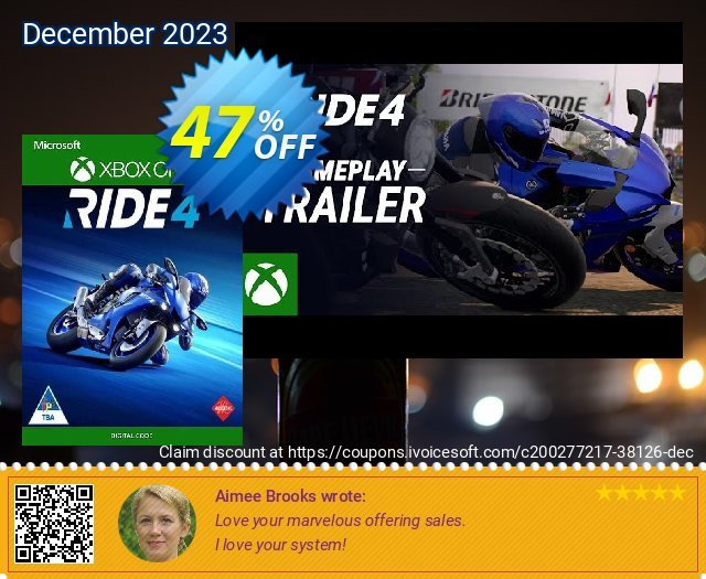 Ride 4 Xbox One (UK) menakuntukan kode voucher Screenshot