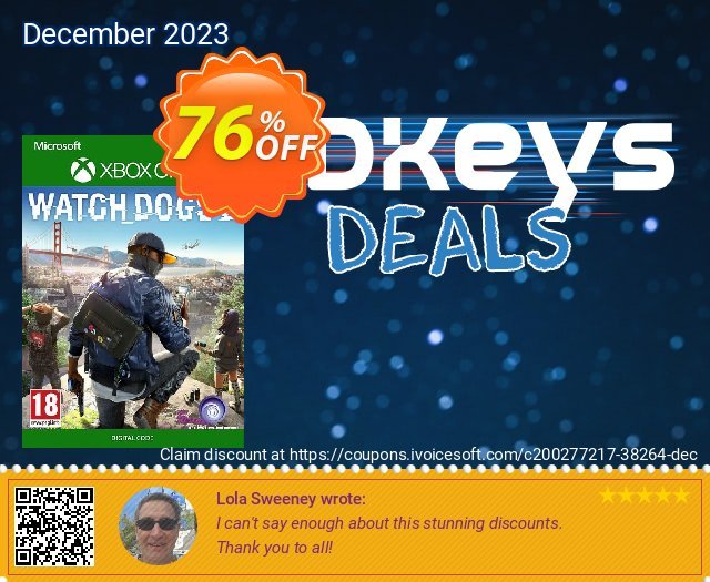 Watch Dogs 2 Xbox One (UK) discount 76% OFF, 2022 New Year's Day offering deals. Watch Dogs 2 Xbox One (UK) Deal 2022 CDkeys