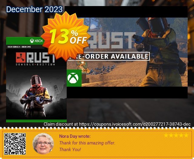 Rust Console Edition Xbox One (UK) discount 13% OFF, 2024 April Fools' Day offering sales. Rust Console Edition Xbox One (UK) Deal 2024 CDkeys