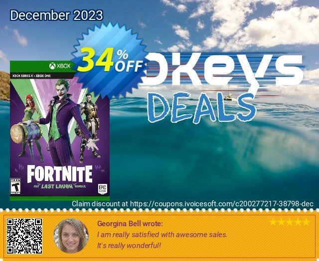 Fortnite: The Last Laugh Bundle Xbox One (UK) discount 34% OFF, 2024 Resurrection Sunday offering sales. Fortnite: The Last Laugh Bundle Xbox One (UK) Deal 2024 CDkeys