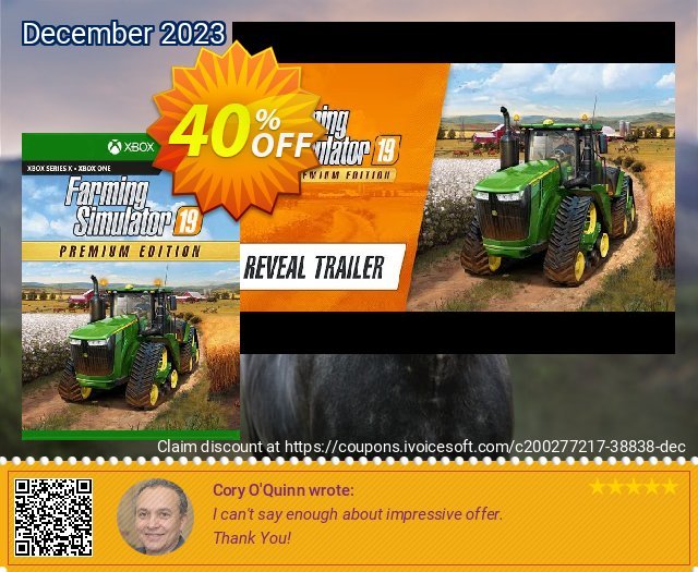 Farming Simulator 19 - Premium Edition Xbox One (UK) discount 40% OFF, 2024 April Fools' Day offering sales. Farming Simulator 19 - Premium Edition Xbox One (UK) Deal 2024 CDkeys