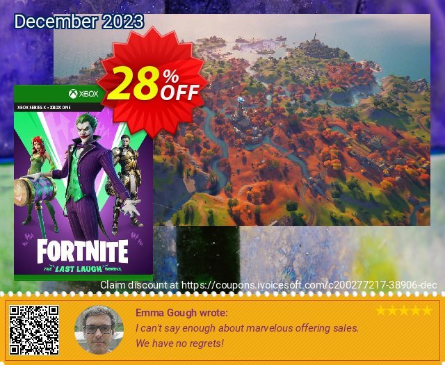 Fortnite - The Last Laugh Bundle Xbox One (US) discount 28% OFF, 2024 April Fools' Day offering sales. Fortnite - The Last Laugh Bundle Xbox One (US) Deal 2024 CDkeys