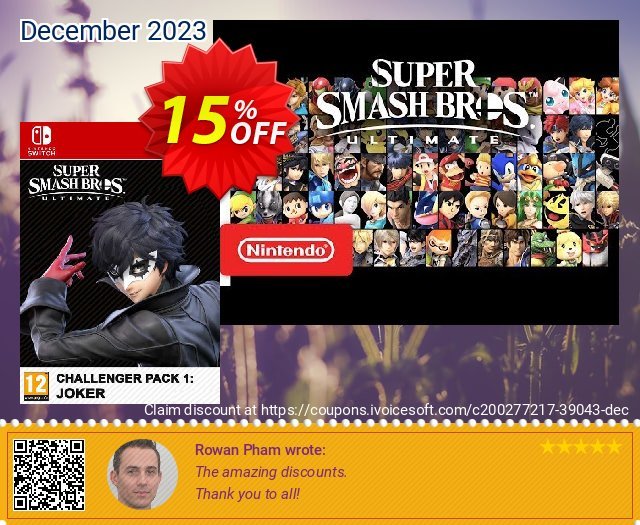 Super Smash Bros. Ultimate Joker Challenger Pack Switch (EU) discount 15% OFF, 2022 Islamic New Year offering sales. Super Smash Bros. Ultimate Joker Challenger Pack Switch (EU) Deal 2022 CDkeys