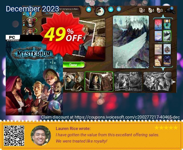 Mysterium: A Psychic Clue Game PC discount 49% OFF, 2024 Labour Day promo sales. Mysterium: A Psychic Clue Game PC Deal 2024 CDkeys