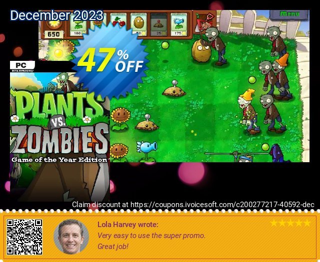 Plants vs. Zombies Game of the Year Edition PC verblüffend Außendienst-Promotions Bildschirmfoto