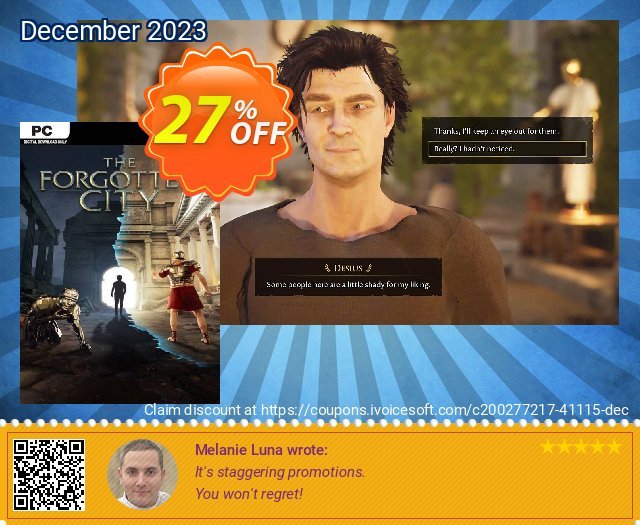 The Forgotten City PC discount 27% OFF, 2024 Mother's Day offering sales. The Forgotten City PC Deal 2024 CDkeys