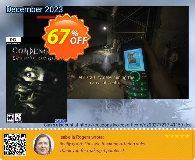 Condemned: Criminal Origins PC 令人吃惊的 产品销售 软件截图