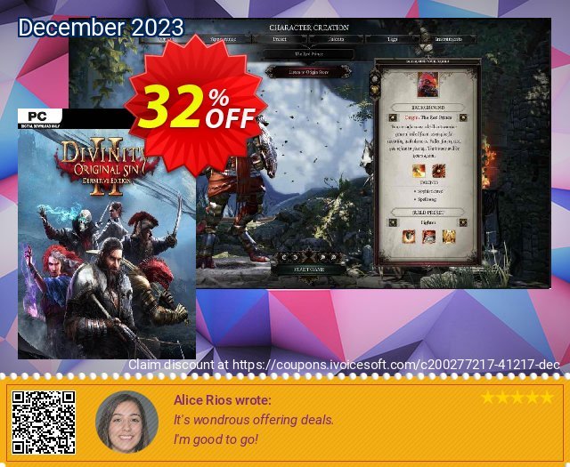 Divinity: Original Sin 2 - Definitive Edition PC discount 32% OFF, 2024 April Fools Day offering sales. Divinity: Original Sin 2 - Definitive Edition PC Deal 2024 CDkeys