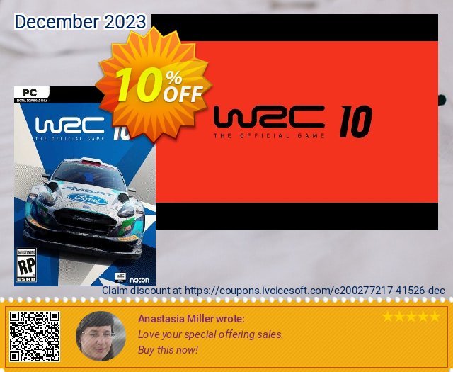 WRC 10 FIA World Rally Championship PC (EPIC) discount 10% OFF, 2024 April Fools' Day discount. WRC 10 FIA World Rally Championship PC (EPIC) Deal 2024 CDkeys
