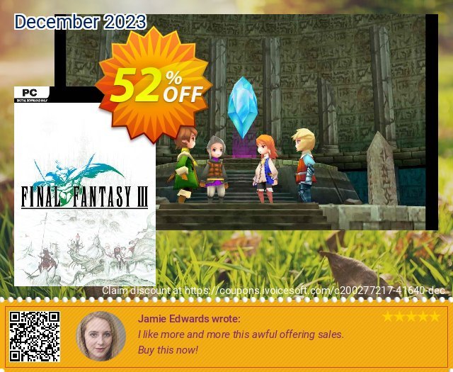 Final Fantasy III PC discount 52% OFF, 2024 Mother's Day offering discount. Final Fantasy III PC Deal 2024 CDkeys
