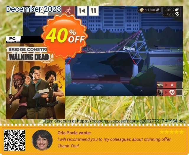 Bridge Constructor: The Walking Dead PC discount 40% OFF, 2024 African Liberation Day offering sales. Bridge Constructor: The Walking Dead PC Deal 2024 CDkeys