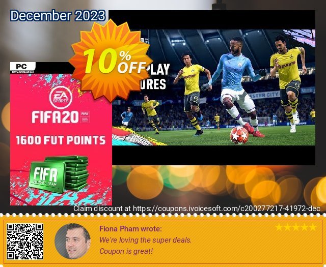 FIFA 20 Ultimate Team - 1600 FIFA Points PC (WW) discount 10% OFF, 2024 Easter Day offering sales. FIFA 20 Ultimate Team - 1600 FIFA Points PC (WW) Deal 2024 CDkeys