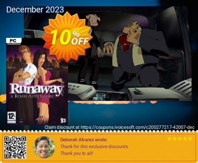 Runaway A Road Adventure PC discount 10% OFF, 2024 World Press Freedom Day offering sales. Runaway A Road Adventure PC Deal 2024 CDkeys