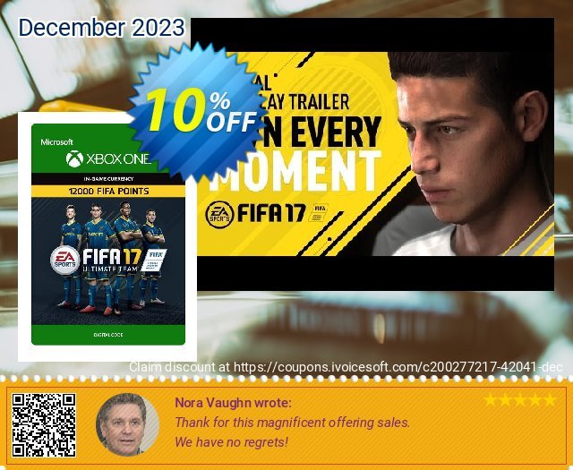 Fifa 17 - 12000 FUT Points (Xbox One) discount 10% OFF, 2024 April Fools' Day offering sales. Fifa 17 - 12000 FUT Points (Xbox One) Deal 2024 CDkeys
