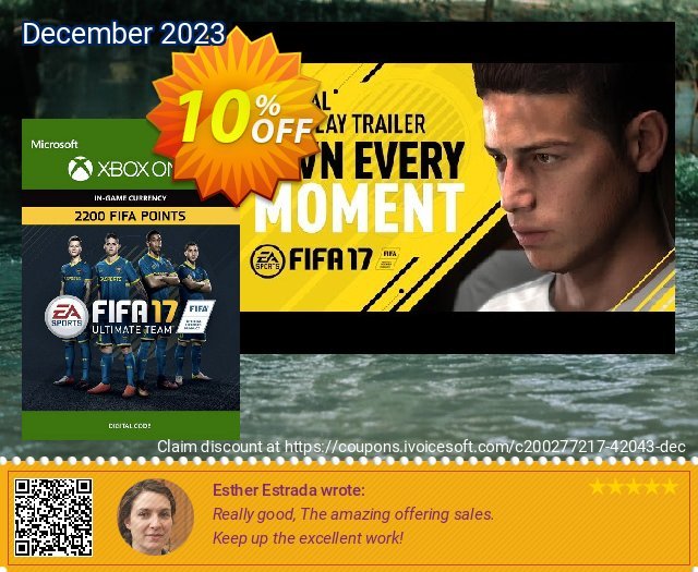 Fifa 17 - 2200 FUT Points (Xbox One) discount 10% OFF, 2024 Resurrection Sunday promo sales. Fifa 17 - 2200 FUT Points (Xbox One) Deal 2024 CDkeys