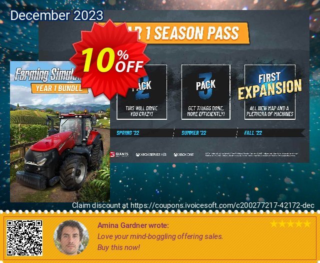 Farming Simulator 22 - YEAR 1 Bundle Xbox One & Xbox Series X|S (WW) discount 10% OFF, 2024 Easter Day discount. Farming Simulator 22 - YEAR 1 Bundle Xbox One &amp; Xbox Series X|S (WW) Deal 2024 CDkeys