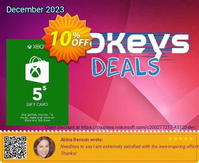 Xbox Gift Card - 5 USD klasse Nachlass Bildschirmfoto