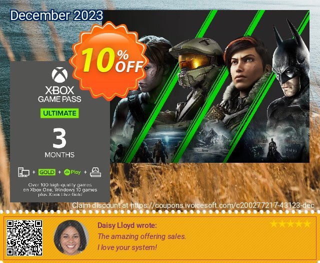 3 Month Xbox Game Pass Ultimate Xbox One / PC (USA) ausschließenden Verkaufsförderung Bildschirmfoto