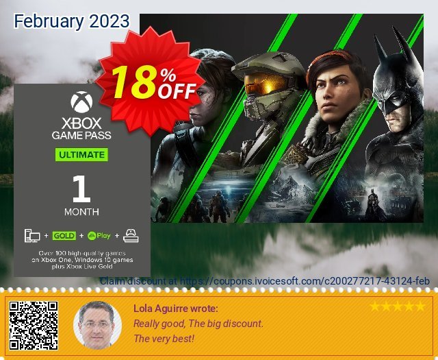 1 Month Xbox Game Pass Ultimate Xbox One / PC (USA) discount 18% OFF, 2024 Spring offering sales. 1 Month Xbox Game Pass Ultimate Xbox One / PC (USA) Deal 2024 CDkeys