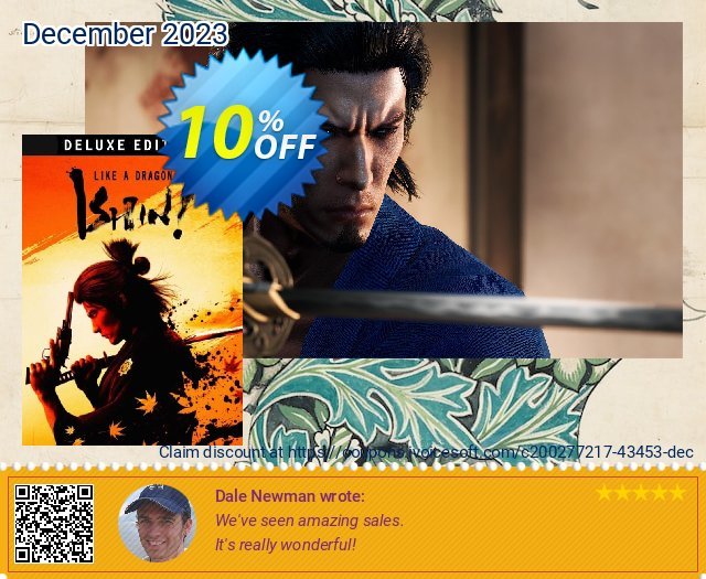 Like a Dragon: Ishin! Digital Deluxe PC discount 10% OFF, 2024 Resurrection Sunday offering sales. Like a Dragon: Ishin! Digital Deluxe PC Deal 2024 CDkeys