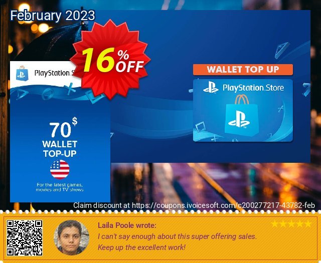 PlayStation Network (PSN) Card - $70 (USA) 特殊 产品销售 软件截图