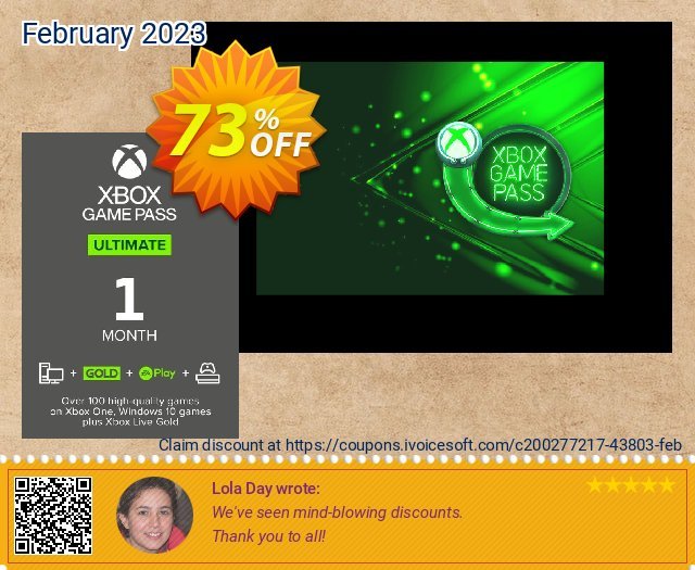 1 Month Xbox Game Pass Ultimate Xbox One / PC (Non-Stackable) uneingeschränkt Verkaufsförderung Bildschirmfoto
